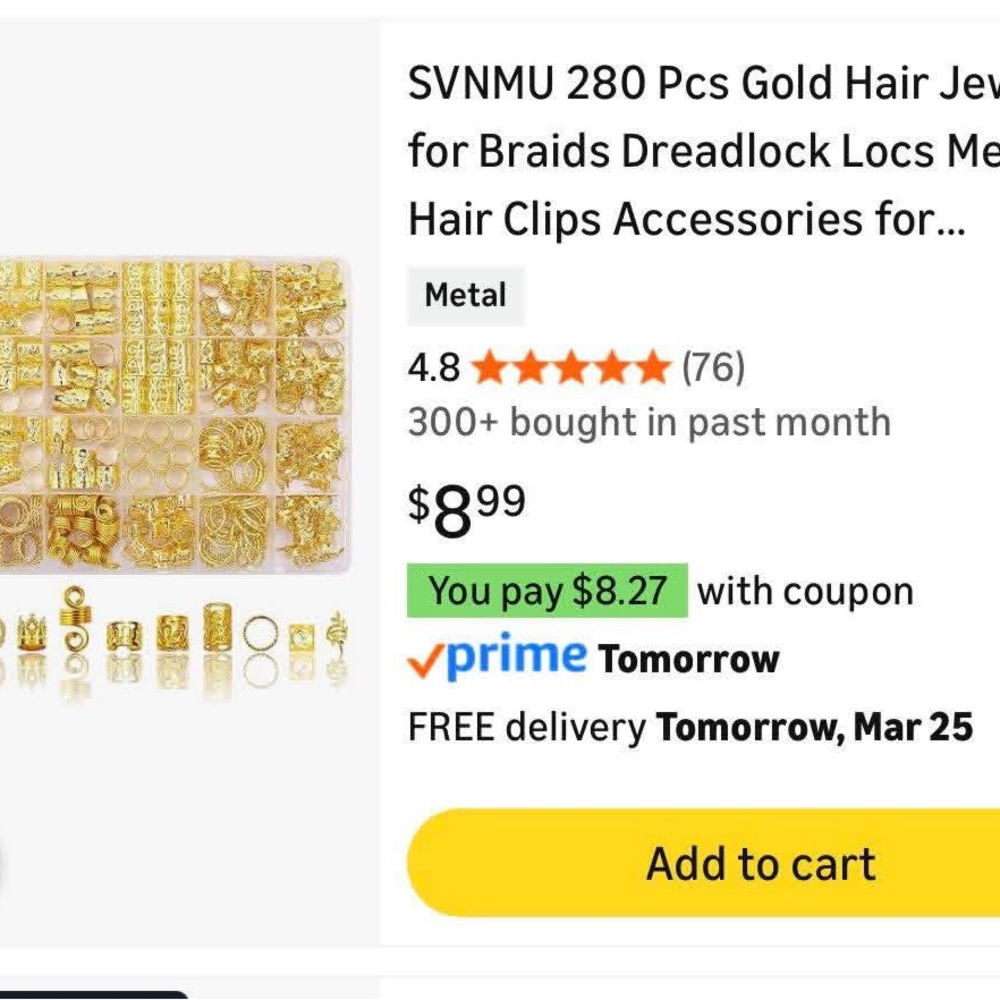 Gold Hair Jewelry Set for Braids & Dreadlocks